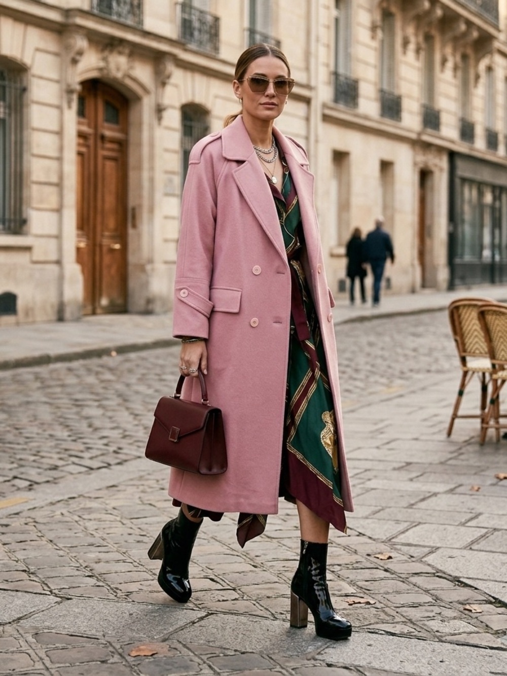 Vintage 80s St. Germain des Prés Pastel Pink Wool Oversized Coat - Medium